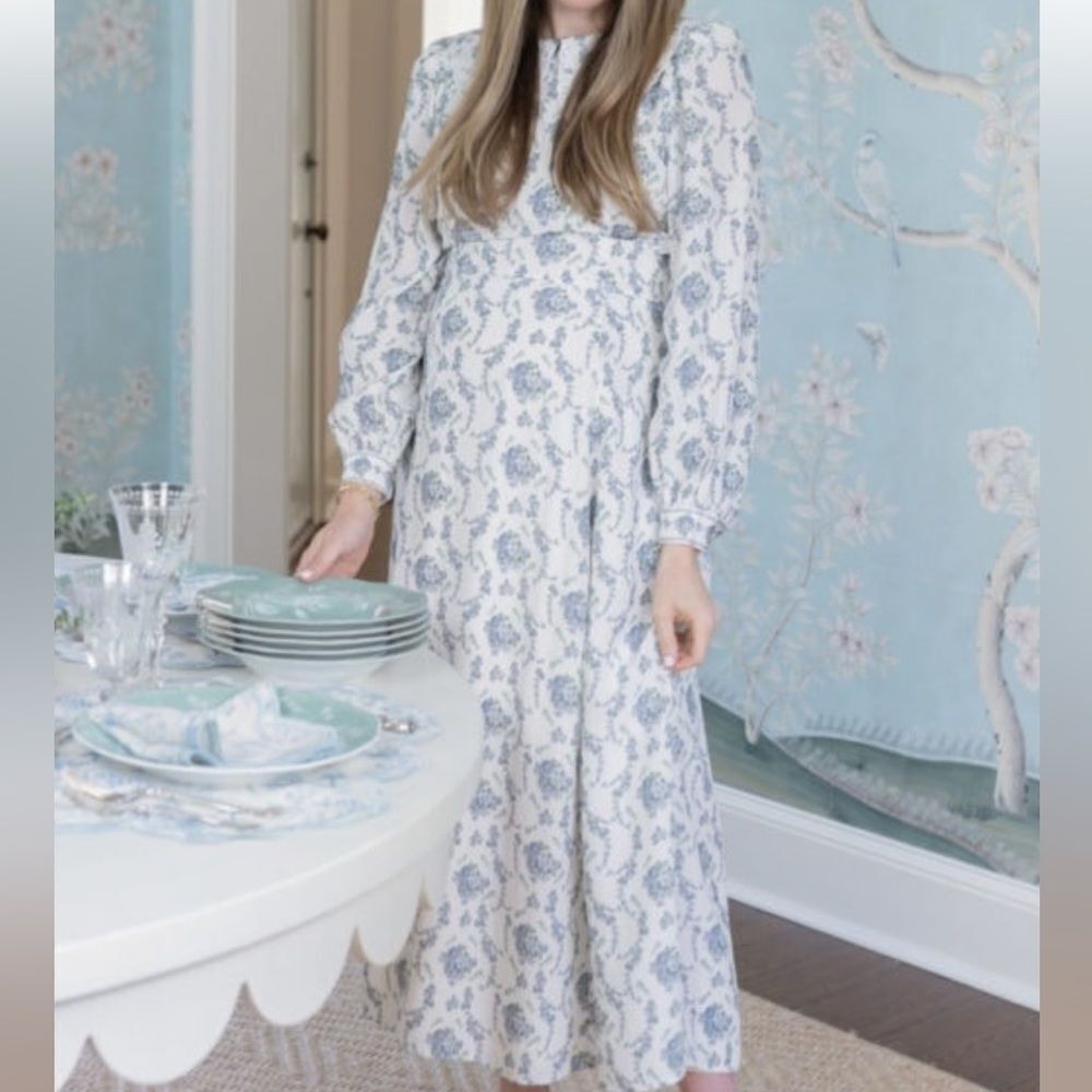 Antonio Melani Born on Fifth Cate Floral Print Crepe Platter Collar Midi Dress 0